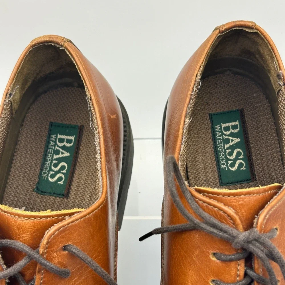 Bass Oxford Shoes Men 10.5 Brown Leather Waterproof Cap Toe Bond RM71 Gorpcore